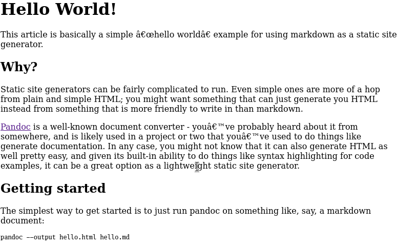 Our first generated page!